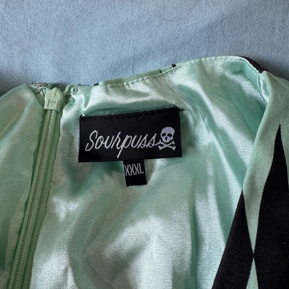 Sourpuss Green and Black Fit and Flare Dress - Picture 2 of 2